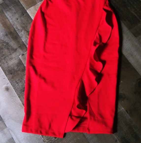NWT Lulus Red Strapless Ruffle Wrap Dress XS - Picture 6 of 14